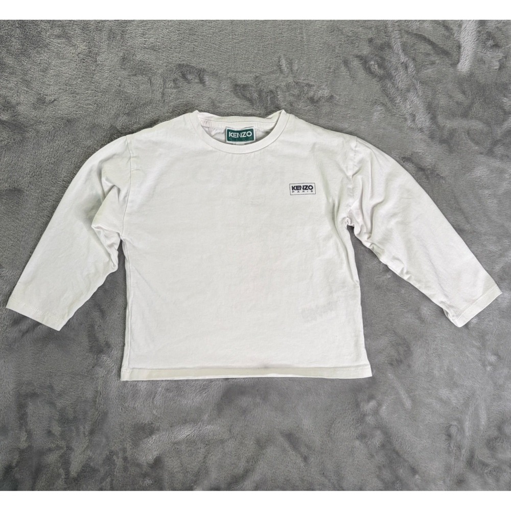 Kenzo Paris T-Shirt Unisex Size 12 White Crew Neck Long Sleeve Logo Graphic